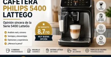 Cafetera Philips 5400 LatteGo con análisis, 12 bebidas, sistema LatteGo y molinillo cerámico