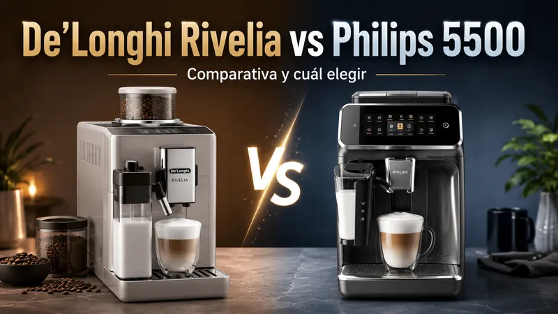 Comparativa De’Longhi Rivelia vs Philips 5500 con ambas cafeteras superautomáticas
