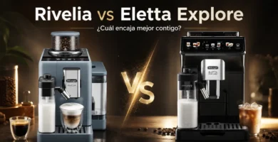 Ilustración comparativa de la De’Longhi Rivelia y la Eletta Explore